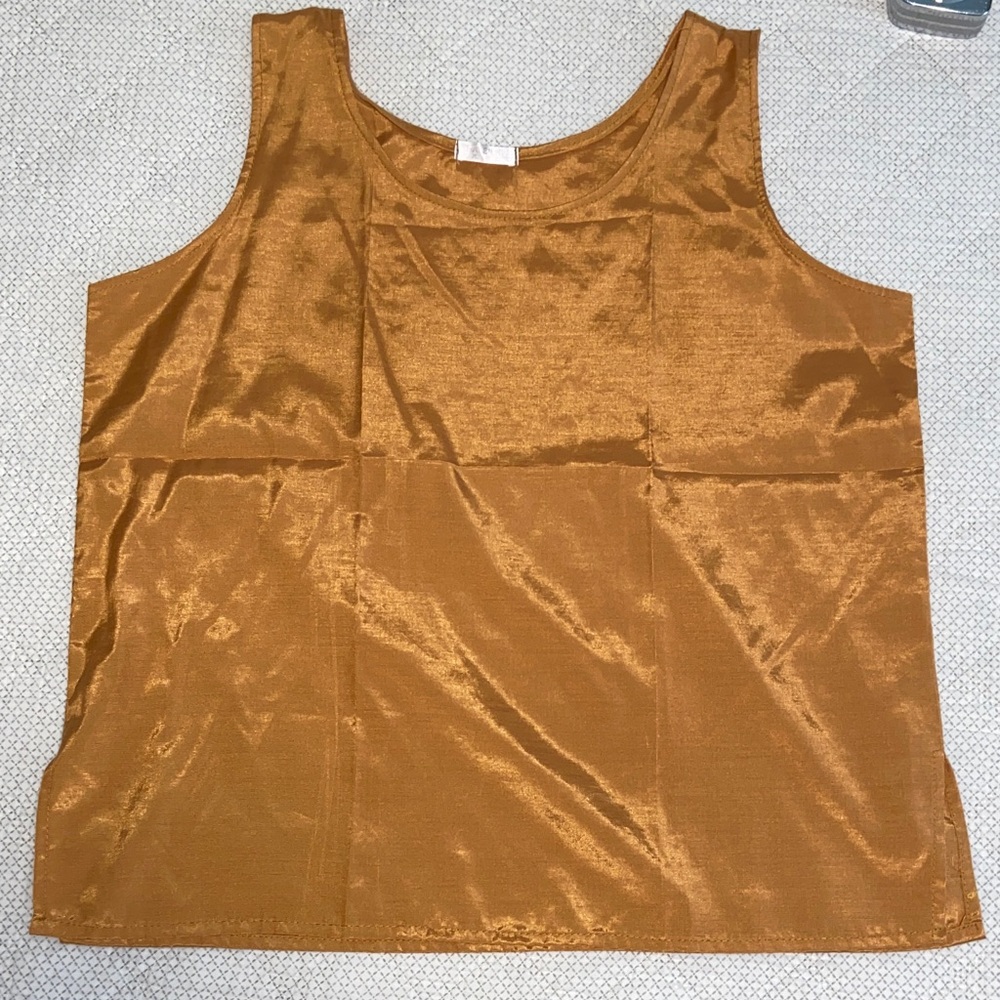 Womens Thai silk  Tank Top in gold Mustard xl